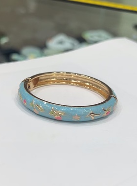 正品北京景泰蓝手镯宽面大圈女5-8岁掐丝珐琅彩时尚复古旅游礼物