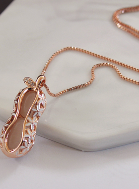 花生猫眼石百搭闺蜜款项链饰品