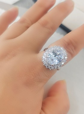 2024新款天然绿水晶戒指气质高级彩宝豪华绿晶宝石指环开口可调节