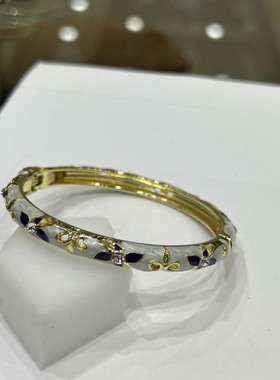 正宗北京景泰蓝手镯女珐琅细圈开口镀金汉服特色闺蜜送礼老外包邮