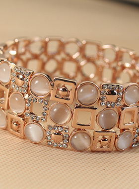 威妮华正品时尚镶钻女夸张猫眼石