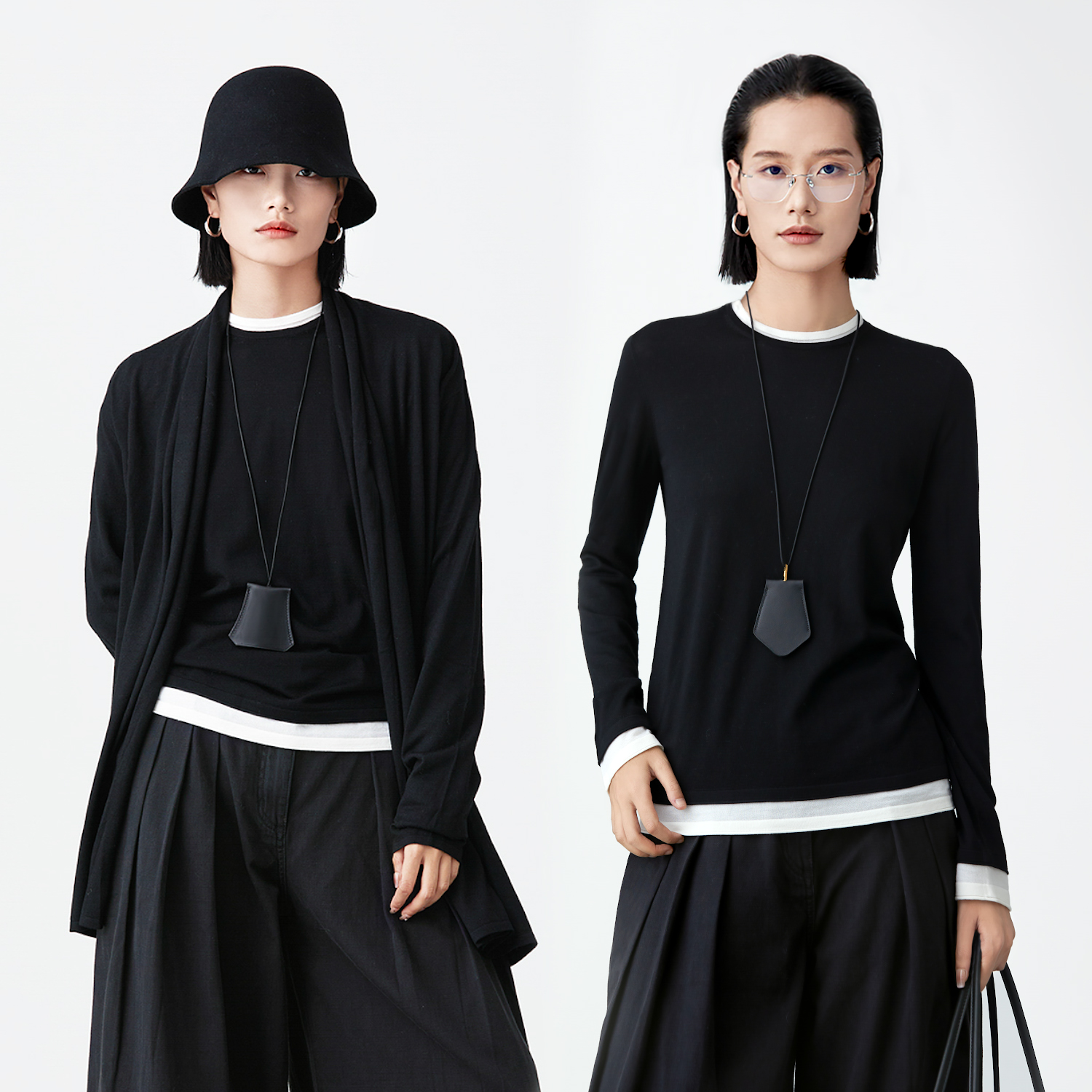 进口120S德国BIELLA黄金羊毛美丽诺打底衫撞色假两件针织衫女上衣 - 图3