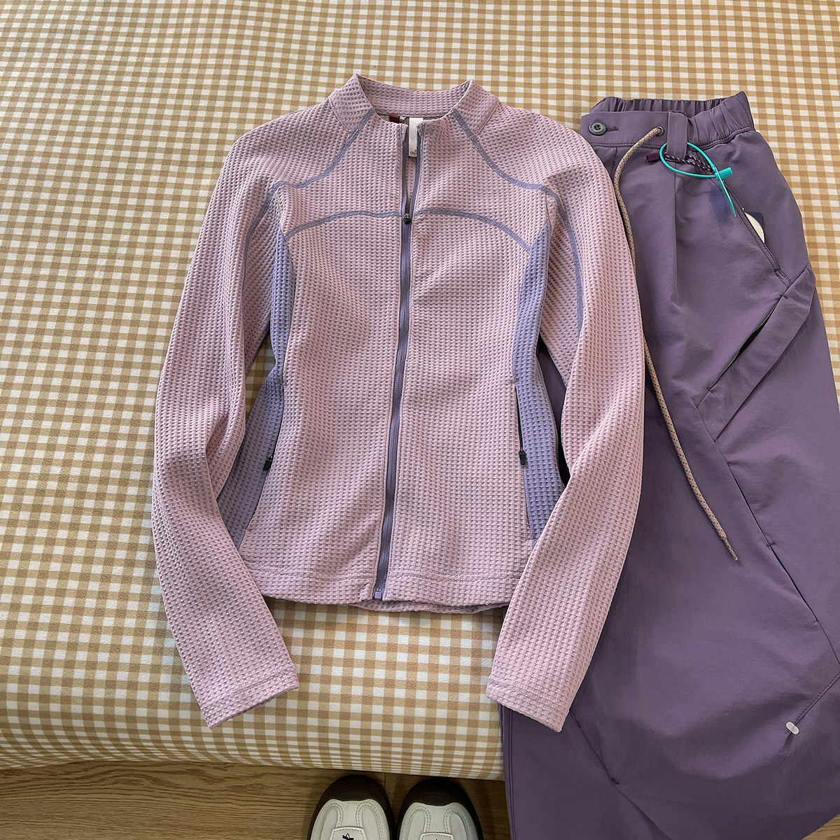 ZEENI 撞色立领拉链长袖速干衣t恤外套女休闲裤爬山户外运动套装,淘宝优惠券,粉丝福利购,淘宝优惠卷