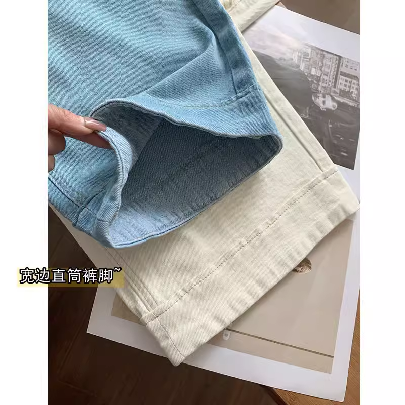 3.20BHUAI新品 早春新贯穿整个春夏腰宽松奶奶裤新九分阔腿牛仔裤 - 图3