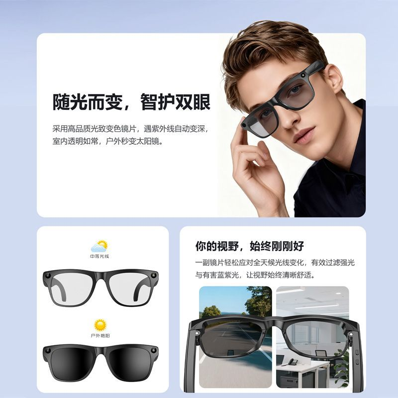 多功能AI智能眼镜拍照录音蓝牙通话翻译识别黑科技感光变色M65,淘宝优惠券,粉丝福利购,淘宝优惠卷