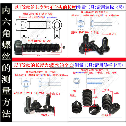 进口YFS12.9级沉头内六角螺丝M3*5*6*8*10*12*14*16*20*25镀黑镍 - 图0