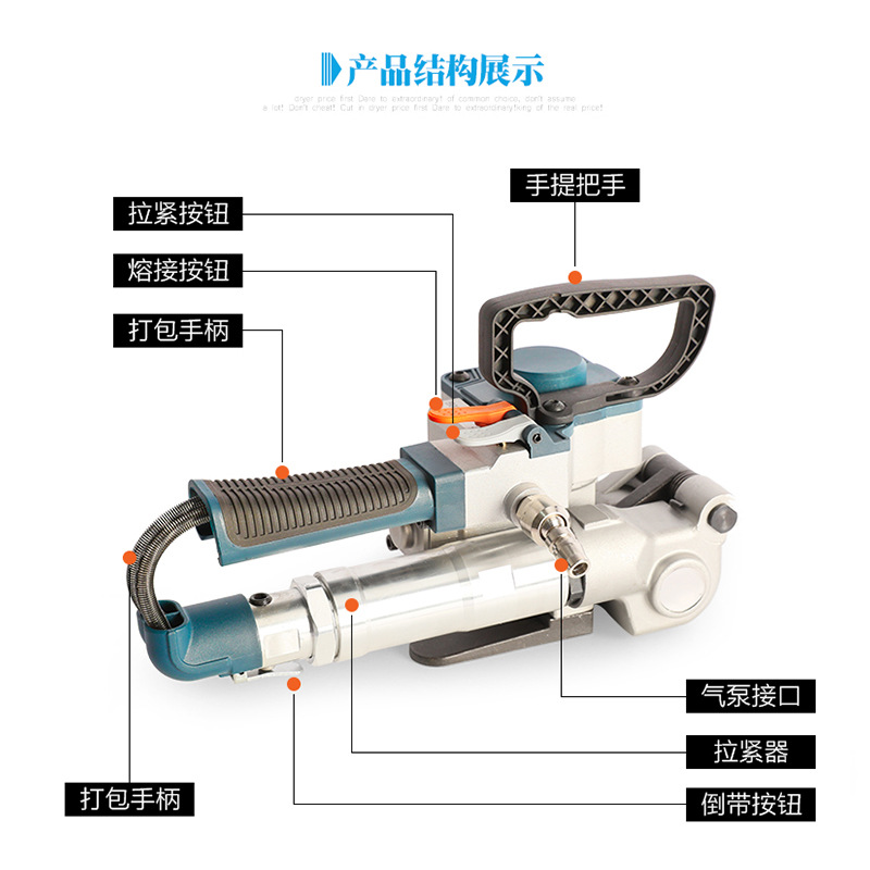 B19气动打包机 免扣PET打包机 塑料带塑钢带打包机 捆扎机热熔 - 图2