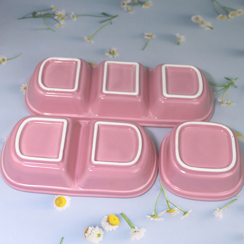 蜜袋鼯陶瓷食盆仓鼠花枝刺猬松鼠食物碗双格三格喂食饭盆食碗用品,淘宝优惠券,粉丝福利购,淘宝优惠卷