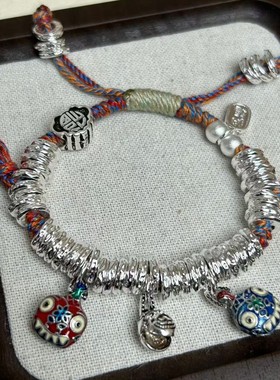 吞金兽镀银盘缠手链女实心好运招财手绳男女通用小众设计