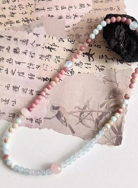 「桃之夭夭」新中式串珠手链2024新款设计感简约撞色设计百搭手串