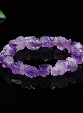 天然紫水晶原石随型手串紫色彩宝手链直播福利批发