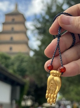 古法佛掌项链转运招财编织蓝绳项链百搭潮男配饰国风毛衣链配饰