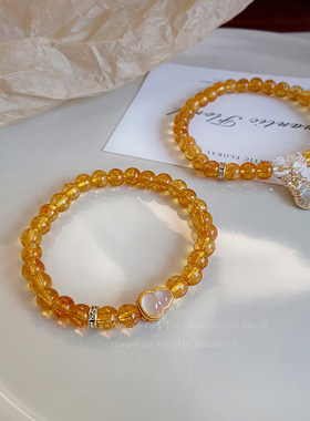 新中式手作仿黄水晶手链女天然叠戴葫芦手串生日礼物百搭男女手链