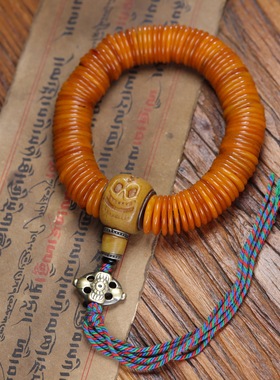 西藏牦牛骨片珠手串藏式回流老灵骨手串念珠把件藏式文玩批发