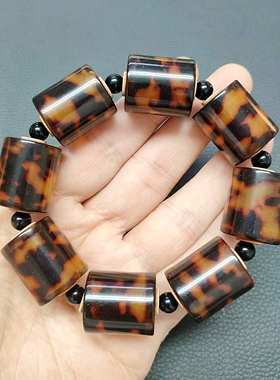 18mm桶珠红花山龟甲壳花色手链