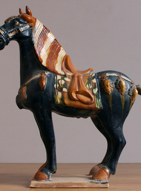 洛阳唐三彩陶瓷马仿古摆件