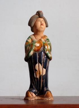 洛阳唐三彩仿古彩绘陶俑摆件