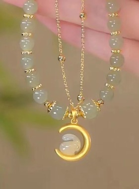 高颜值送闺蜜礼物玉兔手链