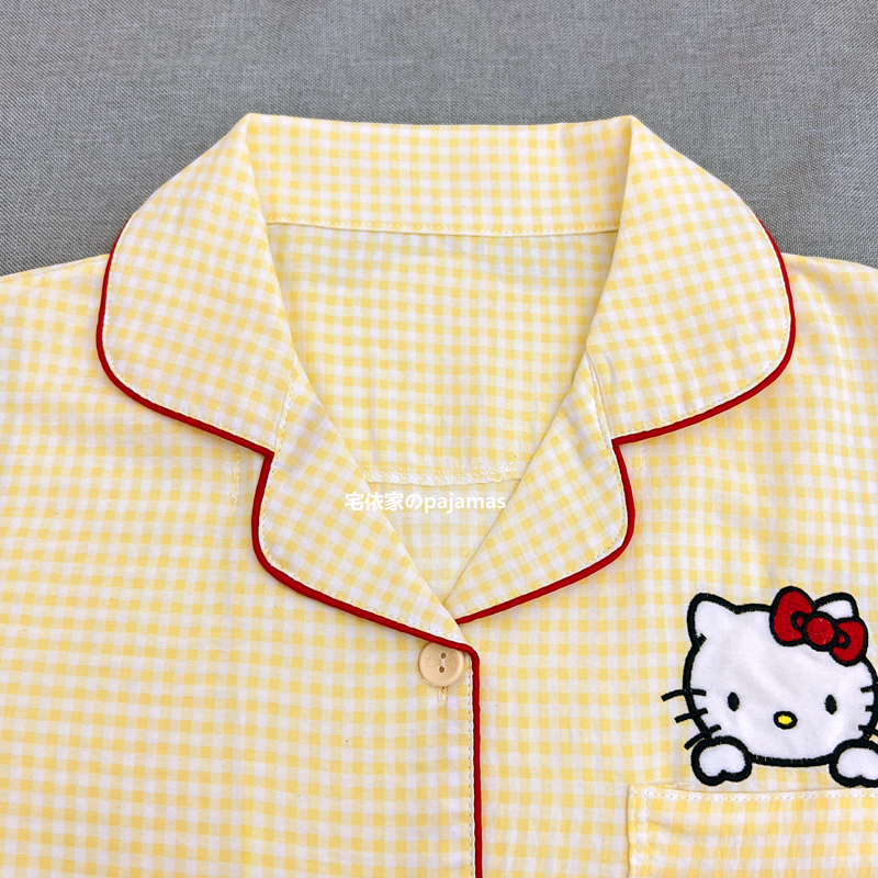 hellokitty可爱睡衣女春秋季2024新款梳织纯棉纱长袖家居服套装夏