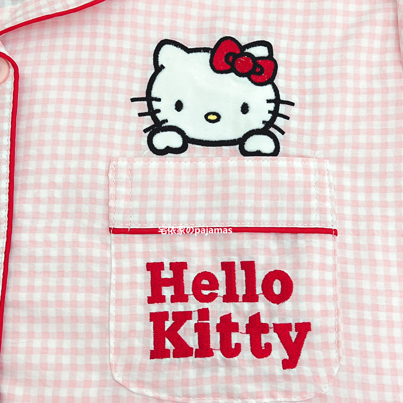 新款hellokitty睡衣女春秋季梳织纯棉纱长袖可爱卡通家居服套装薄 - 图2