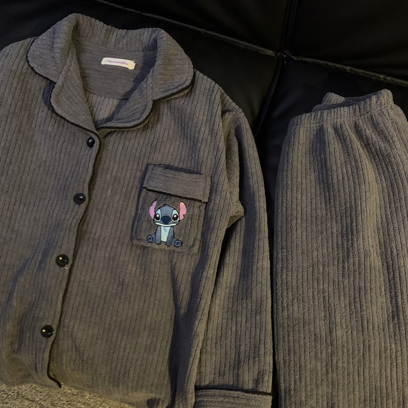 史迪仔卡通睡衣男女生秋冬季加厚加绒法兰绒家居服冬天情侣两件套,淘宝优惠券,粉丝福利购,淘宝优惠卷