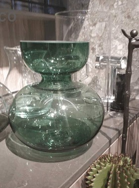 丹麦绿色透明样板间摆件玻璃花瓶