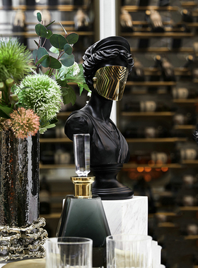 阿波罗摆件头像黑金属摆件轻奢风