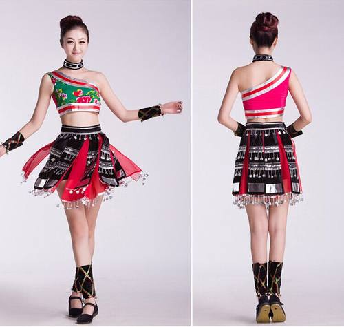 新款走在山水间女瑶族舞表演儿童壮族装少数民族佤族舞蹈演出服装 - 图0