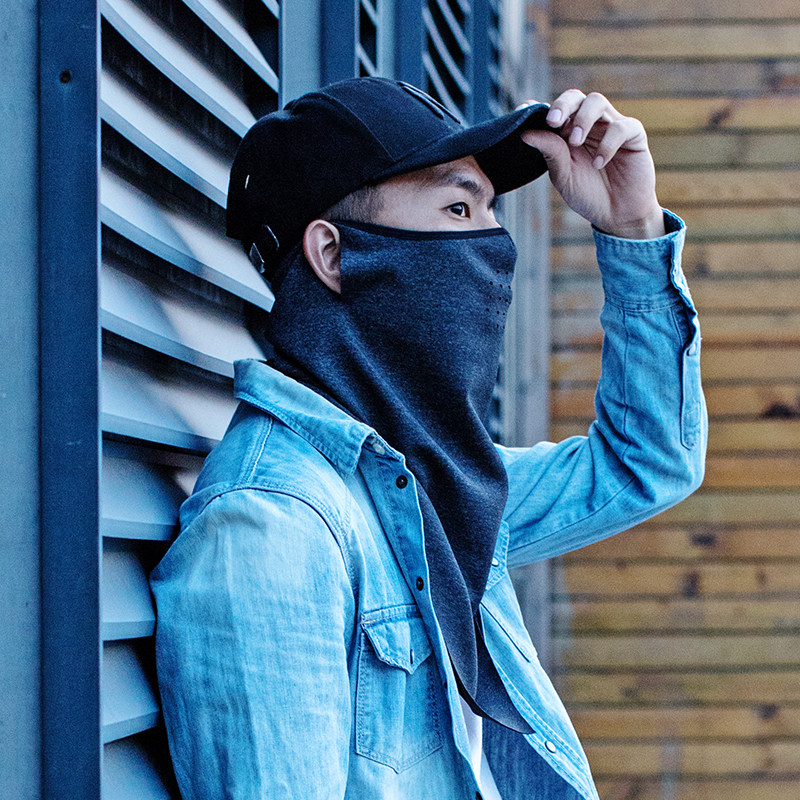 洛克兄弟抓绒保暖头巾防风面罩围脖套骑行男女户外摩托车冬季防寒 - 图0