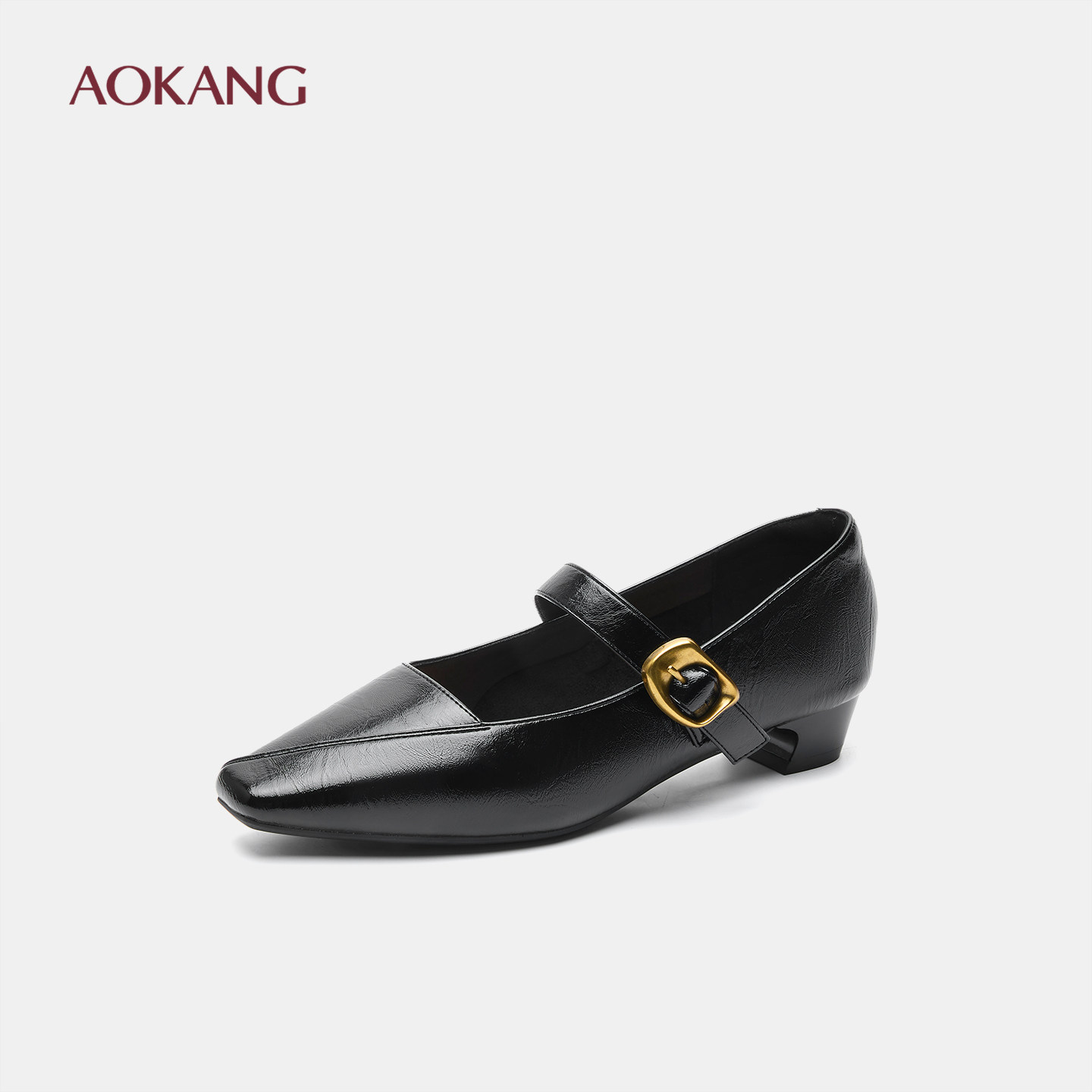 奥康 女鞋2025秋季玛丽珍法式复古小方头精致浅口单鞋一字带平底,淘宝优惠券,粉丝福利购,淘宝优惠卷