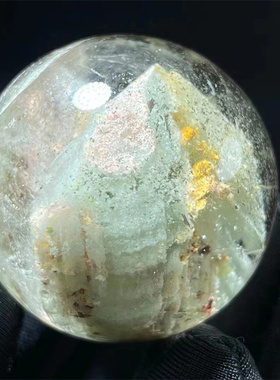 天然水晶幽灵千层山景石球把玩居家办公桌面小摆件配座一物一图