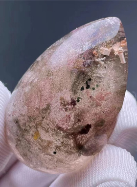 天然水晶彩幽灵共生方解石黄色矿物裸石男女款毛衣项挂件吊坠特惠