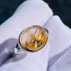 Natural crystal titanium blonde flower bare stone wealth jewelry silver inlaid ring ring ring adjustable one thing one picture