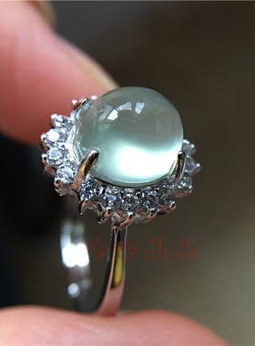 天然葡萄石戒指水晶女活扣戒指环