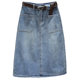 Mid-length denim skirt, versatile skirt that looks slimming