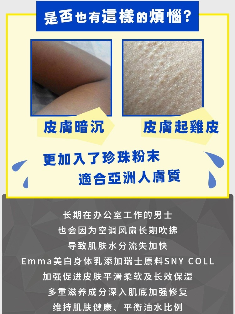 授权台湾EMMA 爱玛1997全身美白身体乳匀嫩霜珍珠60ml 体验装包邮