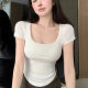 ແຂນສັ້ນ Pure Desire Thin Design Threaded Cotton Women's Slim Fit