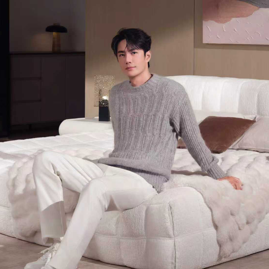 双股加厚简约款冬季男士100纯羊绒衫宽松潮流麻花竖纹青年毛衣男,淘宝优惠券,粉丝福利购,淘宝优惠卷