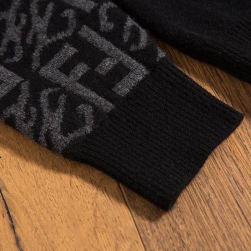 冬季青年羊绒衫男纯羊绒半高领针织衫中领嵌花套头毛衣男打底衫 - 图3