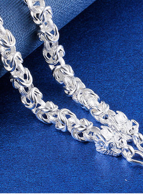 男士纯银项链龙骨麻花链粗