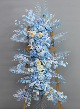 新款成品花艺花条套系绢花背景挂花路引花盆花排花婚礼堂花点道具