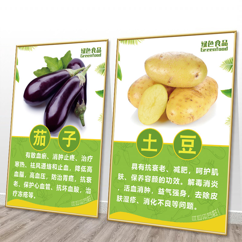 新品果蔬超市墙贴画蔬菜简介营养功效图水果店装饰墙贴纸海报KT板