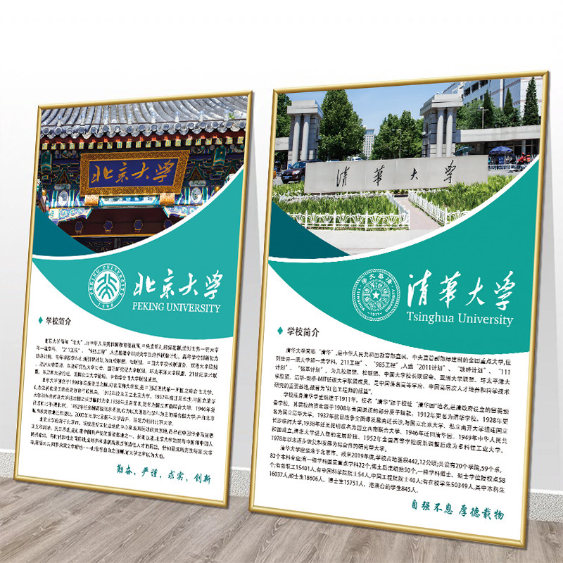 中国十大名校目标墙贴大学励志海报挂图墙面装饰贴纸激励宣传壁画