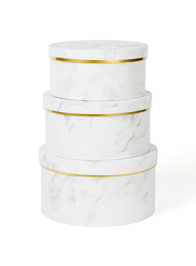 样板房烫金手提式圆形纸盒大理石