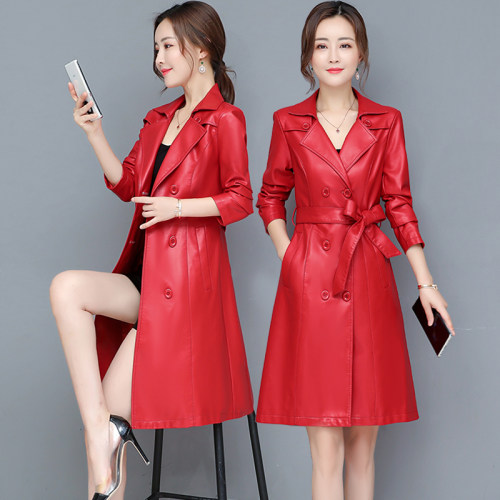 2025秋冬新款真皮皮衣女中长款时尚大衣绵羊皮风衣大码显瘦皮外套 - 图2