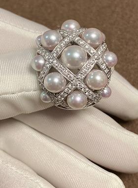 天女海水珍珠18K白K金豪华女