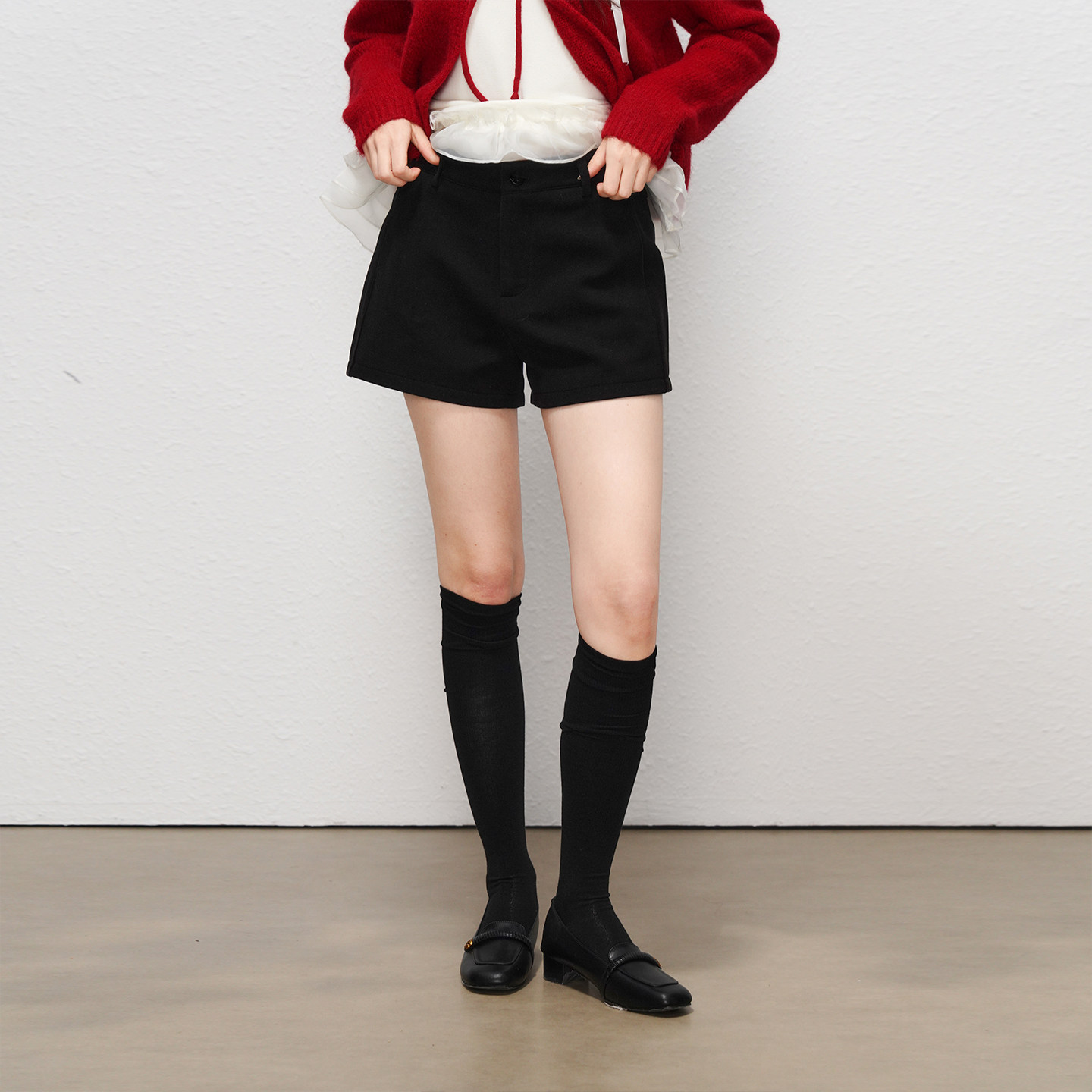 茉奈黑色短裤女外穿冬2026新款高腰显瘦a字百搭配靴子阔腿裤子,淘宝优惠券,粉丝福利购,淘宝优惠卷