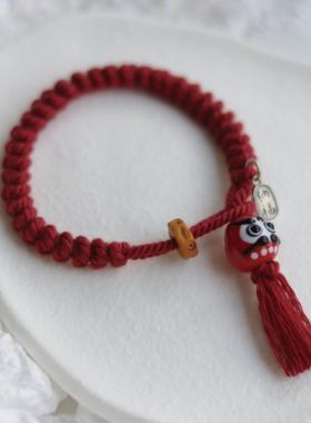 原创藏式招福琉璃达摩手绳