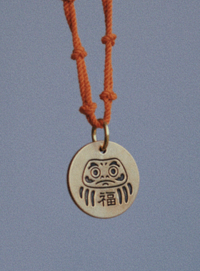 日式复古开运许愿项链黄铜吊坠