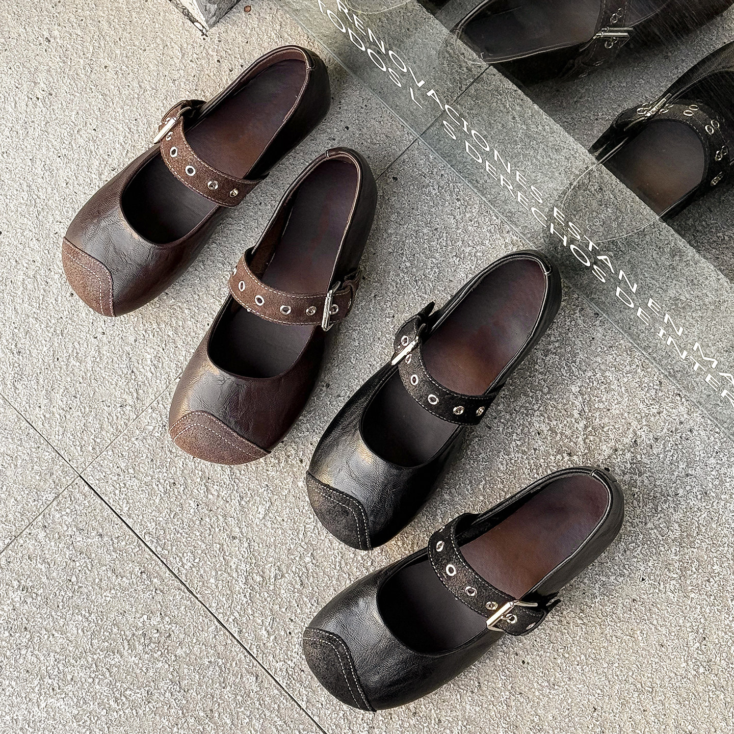 铆钉平底玛丽珍单鞋女2026新款配裙子圆头浅口一字扣学院风小皮鞋,淘宝优惠券,粉丝福利购,淘宝优惠卷